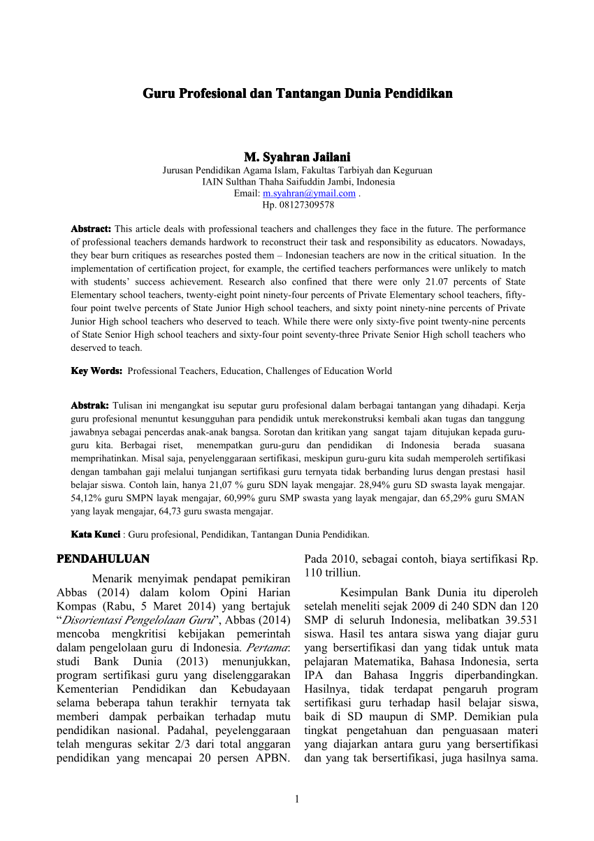 Doc Teori Profesionalisme Guru: Membahas Tuntas Tantangan Dan Tren ...